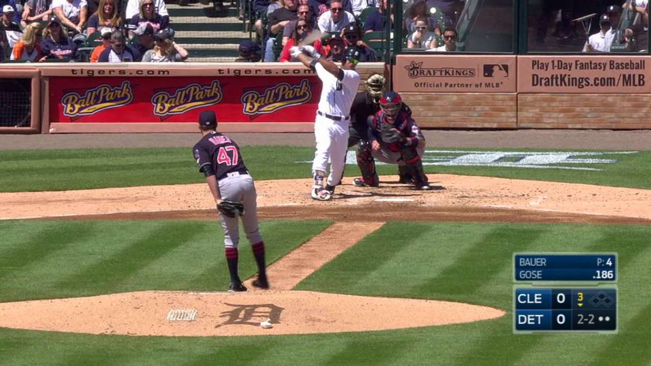 Bauer strikes out Gose swinging