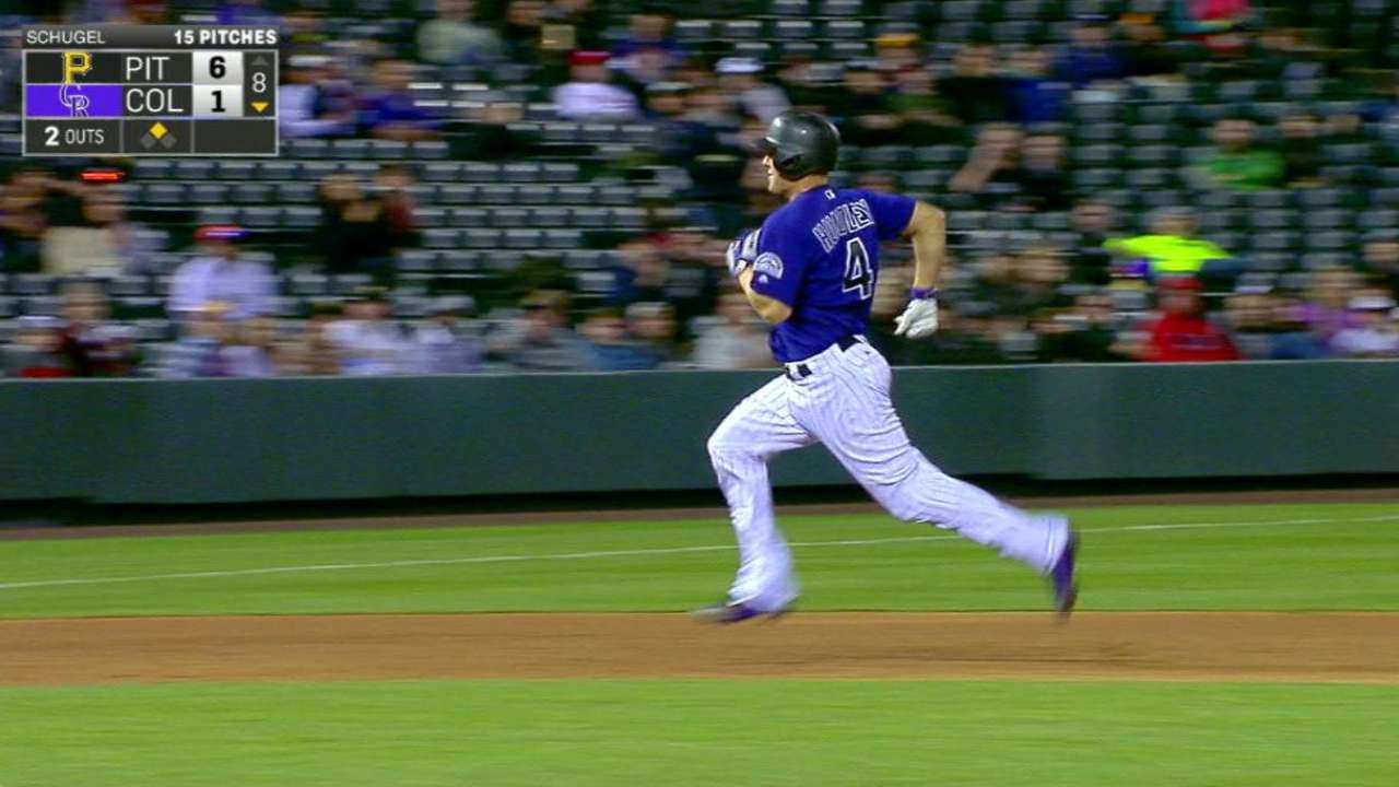 Hundley triples to right field