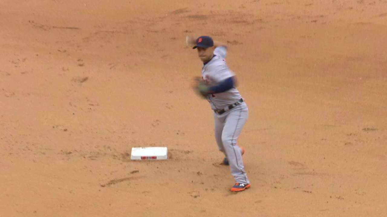Kinsler starts a double play