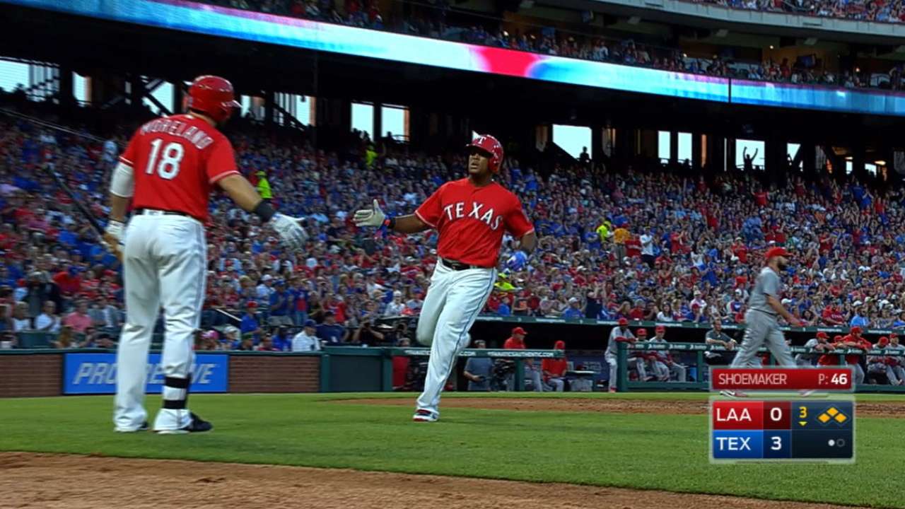 Rangers rout Angels with six-run third inning