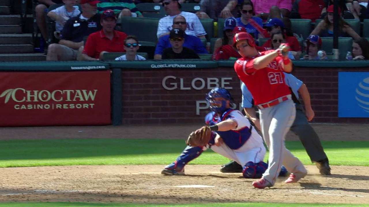 Trout's RBI double off the wall