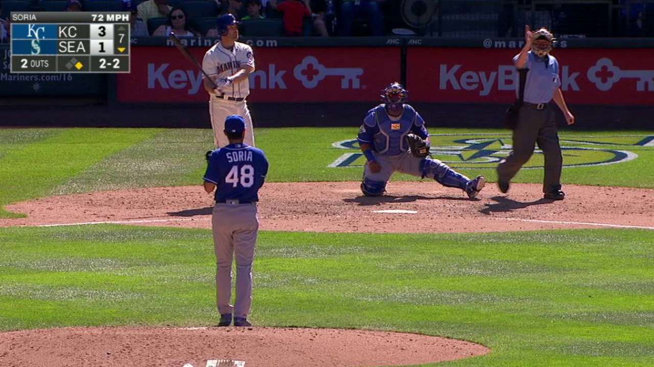 Marte heads to second on balk