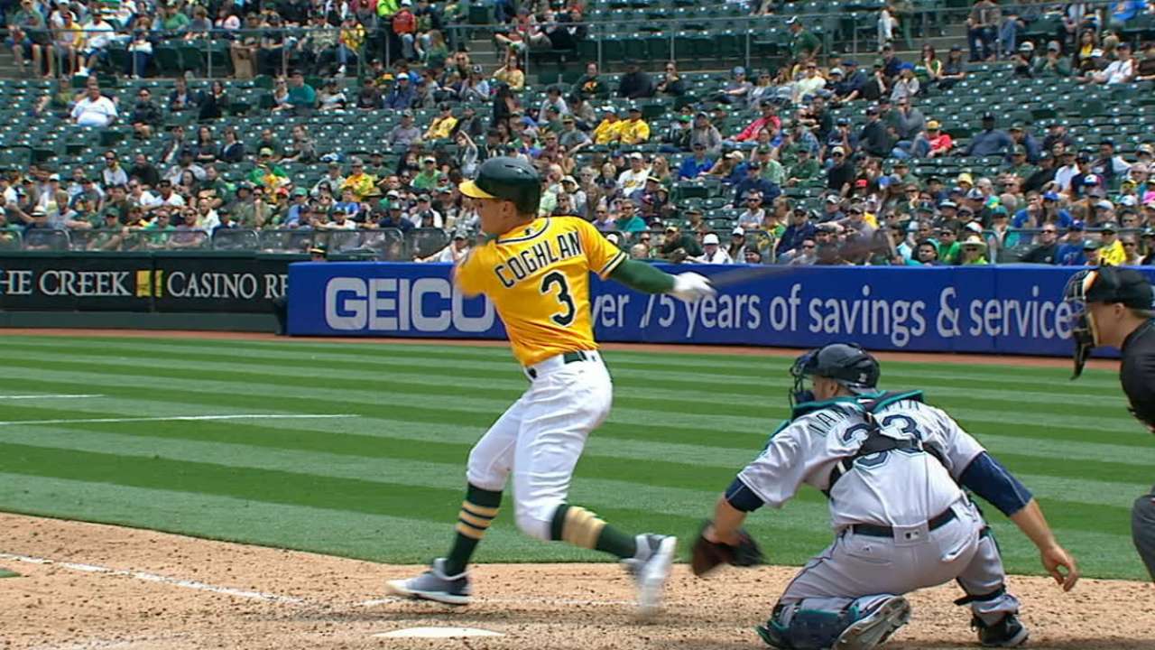 Athletics' six-run 5th