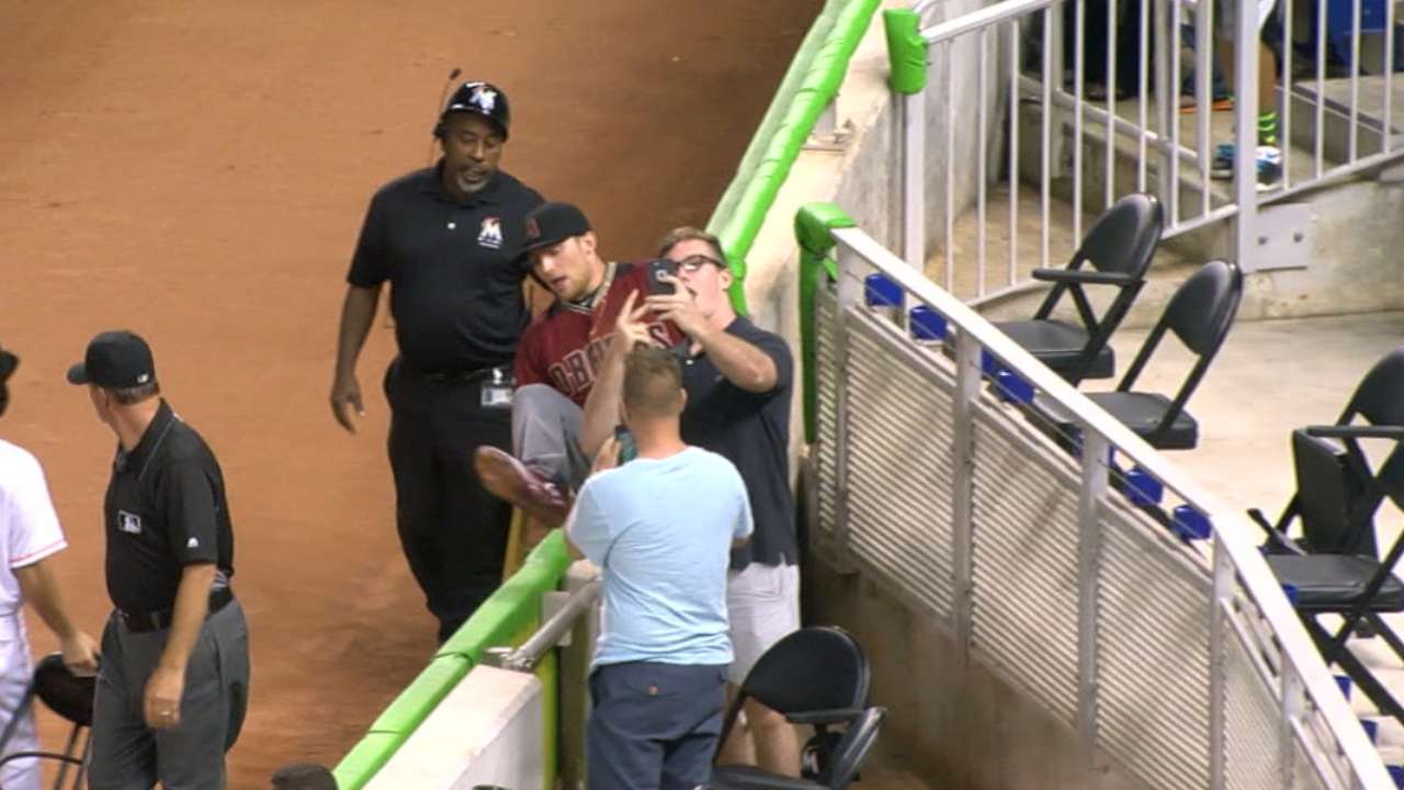 Drury's grab, fan takes selfie