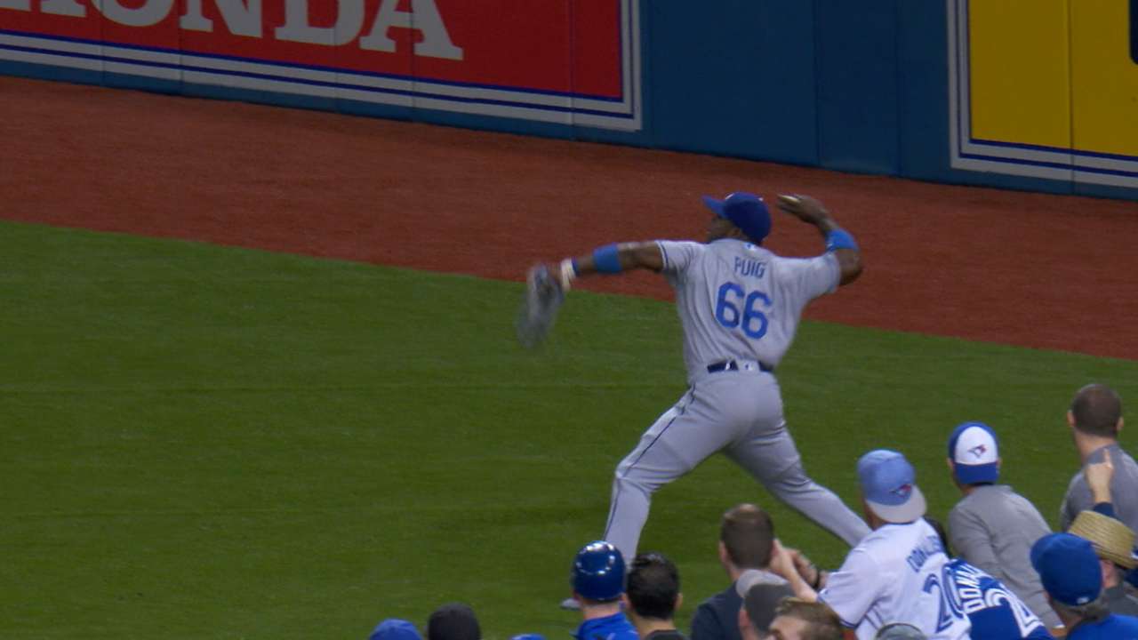 Puig nails Barney at second with perfect throw