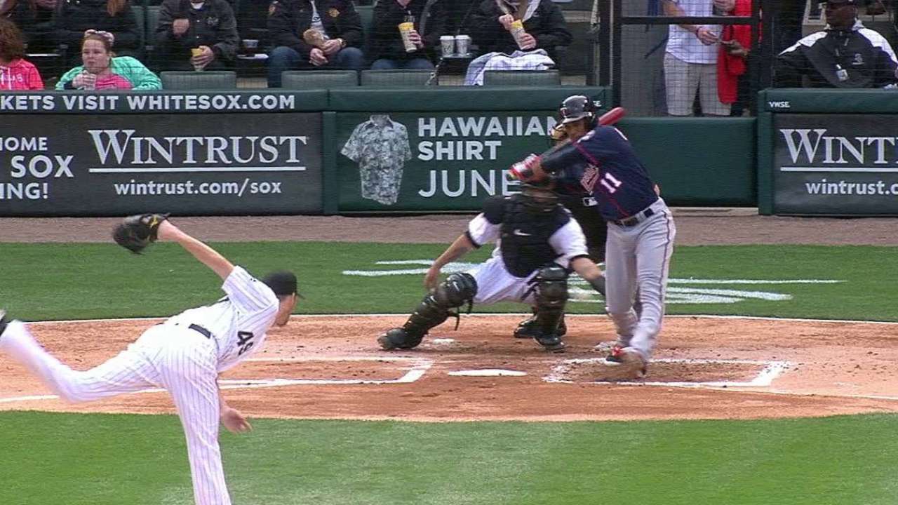 Polanco gets HBP to score a run