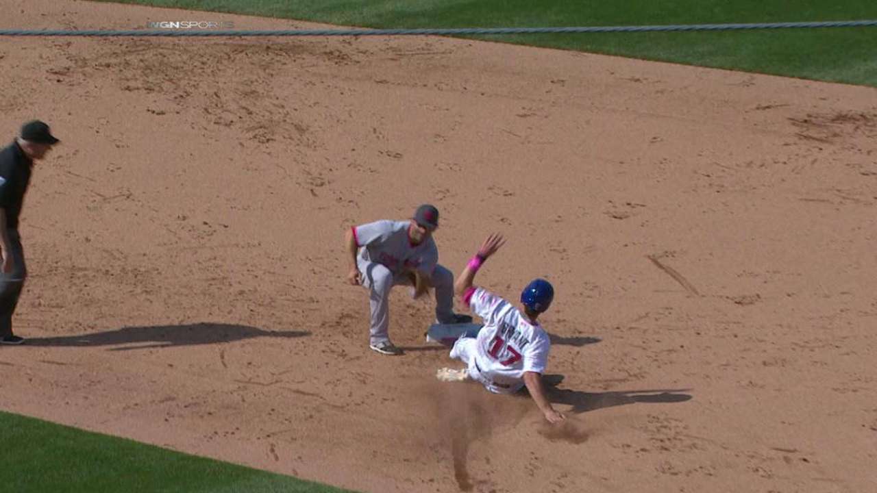 Bryant steals second base