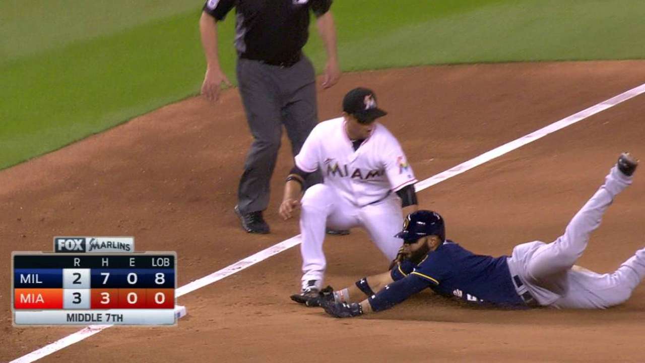 Ozuna nabs Villar at third
