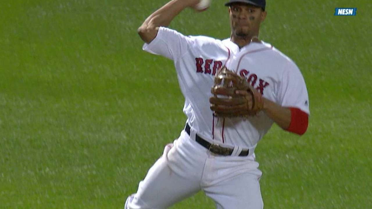 Bogaerts' leaping throw