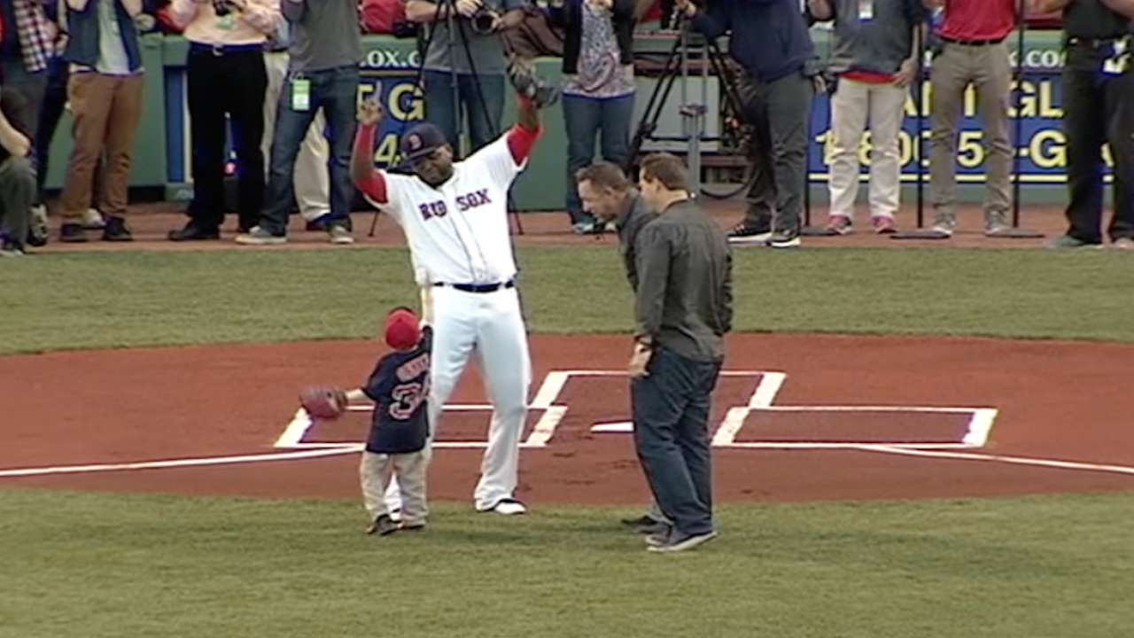 Schutte's first pitch to Papi
