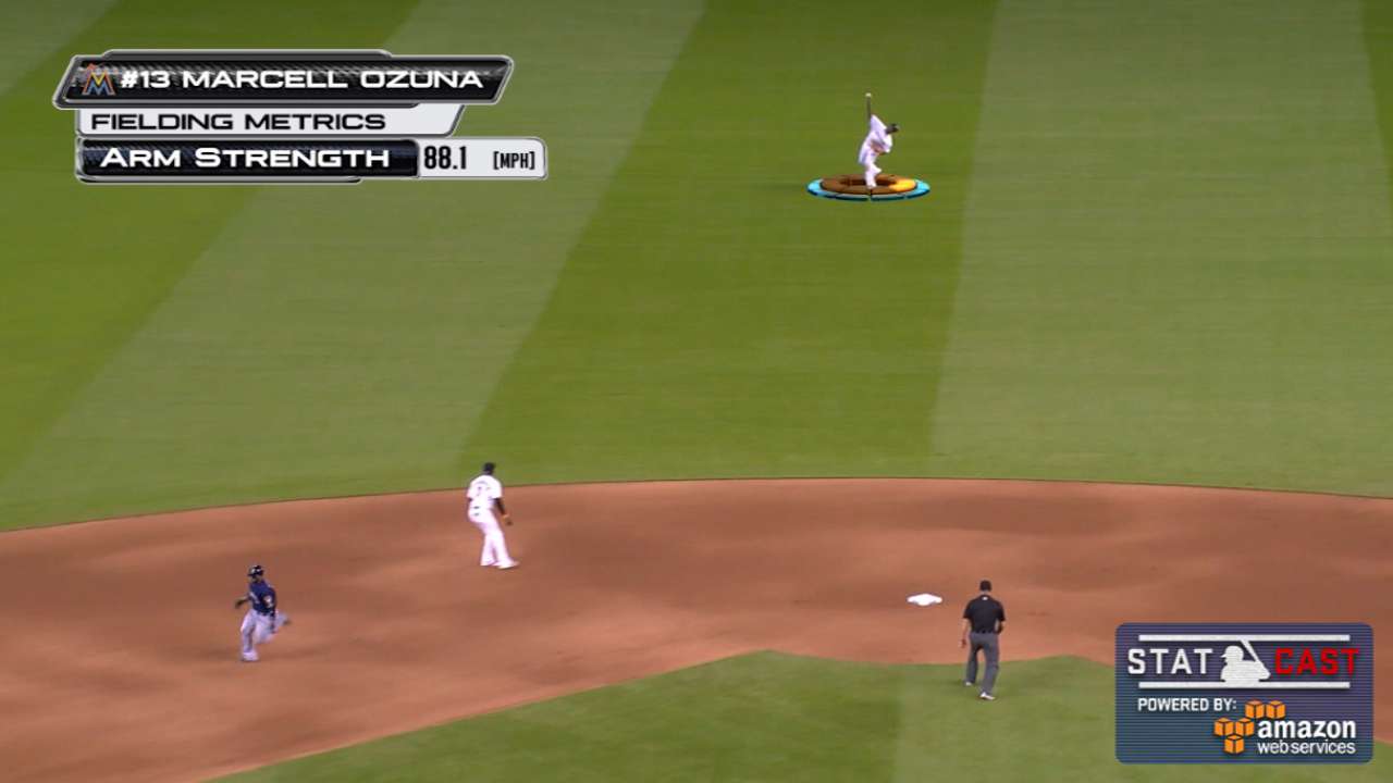 Hot-hitting Ozuna makes Brewers pay on bases