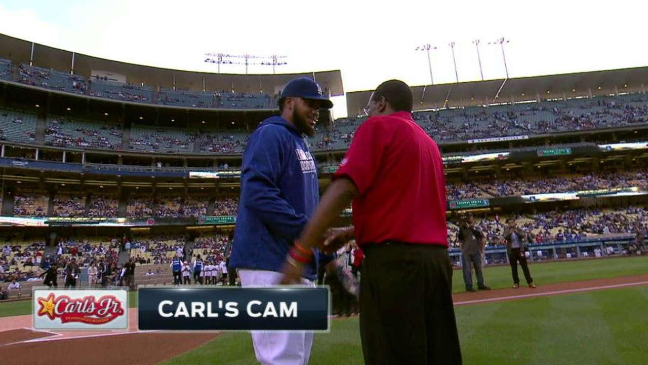 Carew throws out first pitch