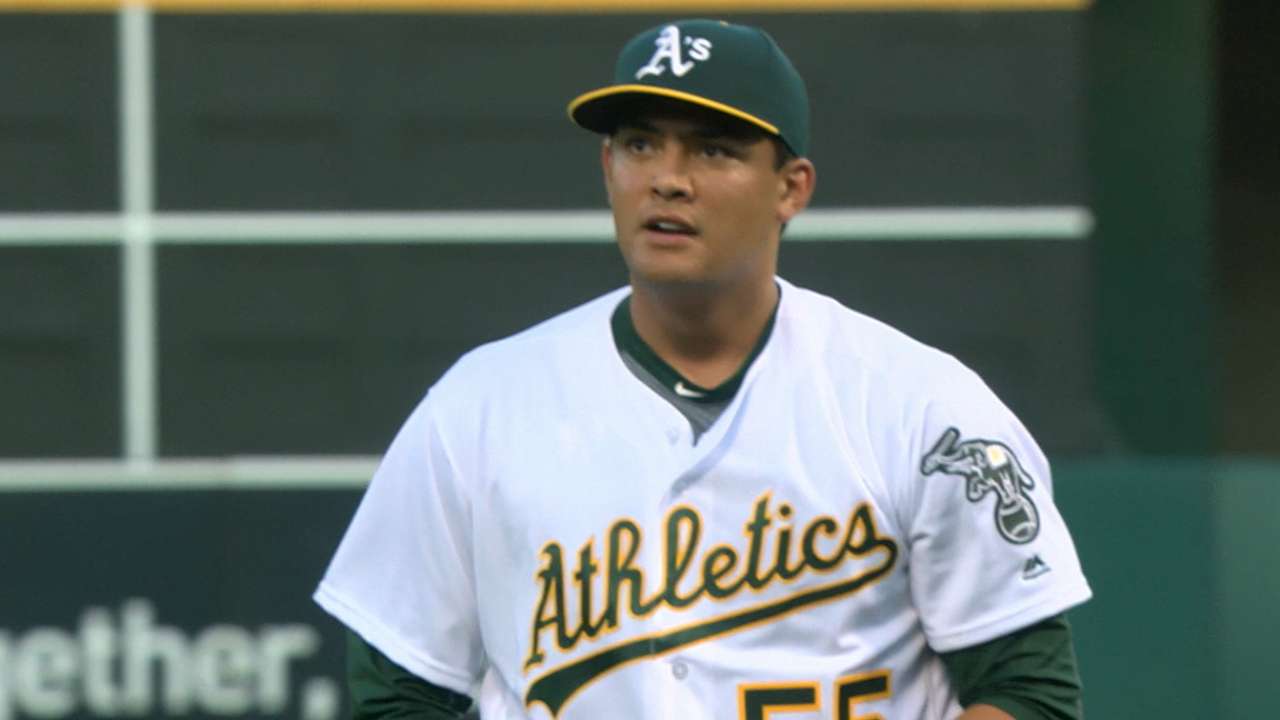 Manaea stops Rangers for 1st career win