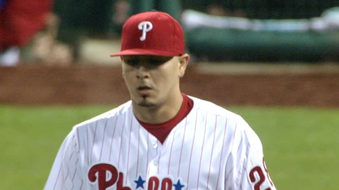 Velasquez leads Phillies' 17-K race vs. Marlins