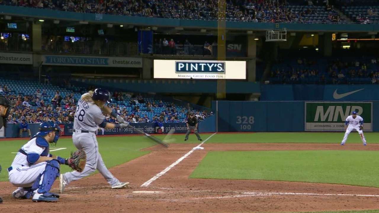 Motter hits first MLB home run