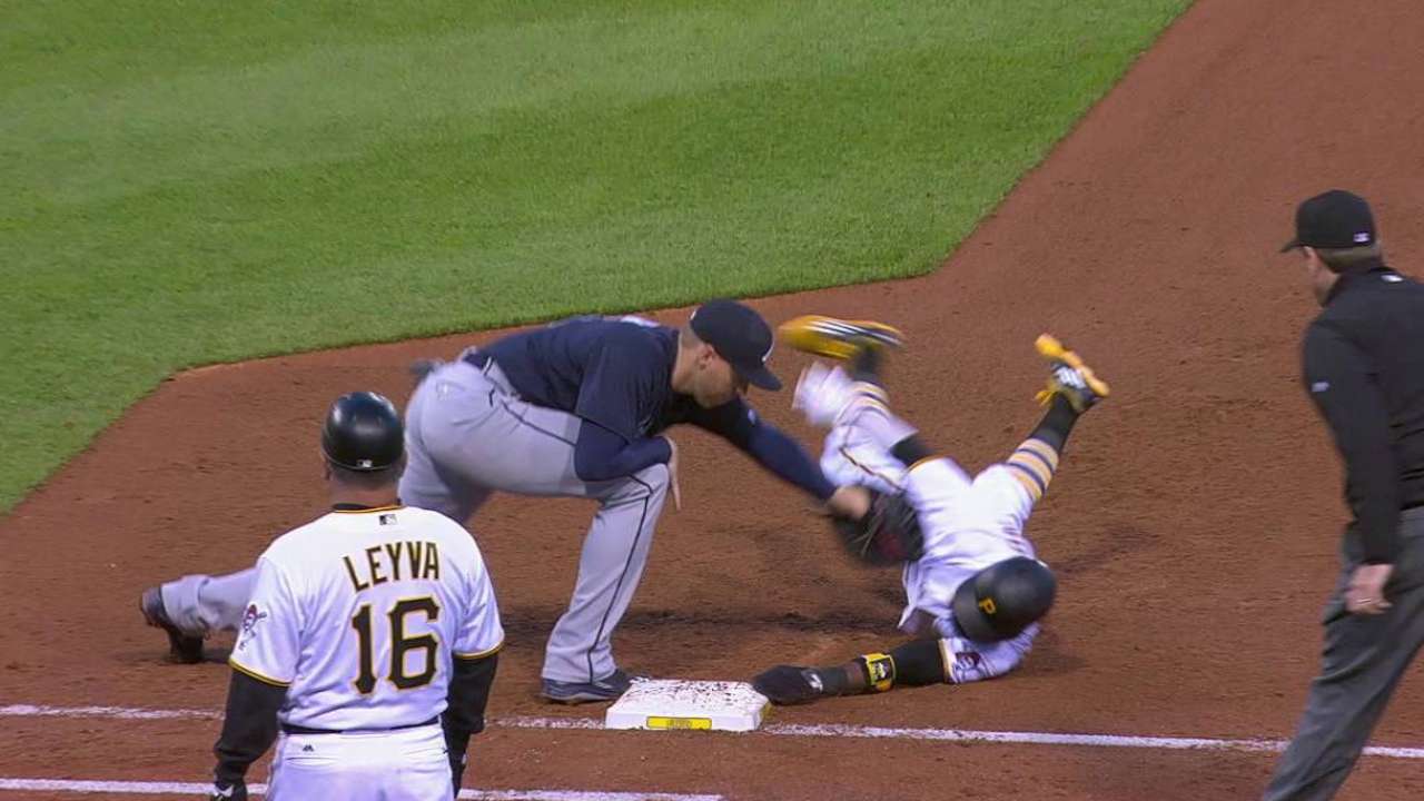 Harrison avoids the tag