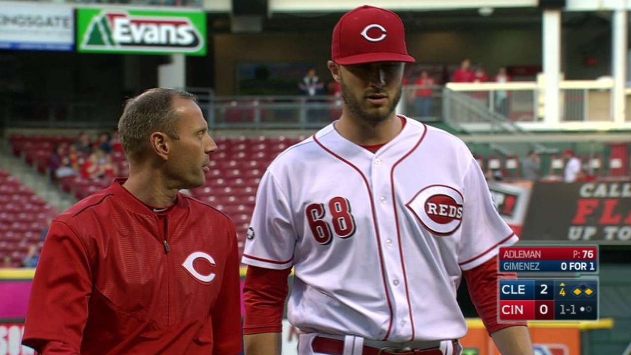 Adleman strains left oblique, exits start early