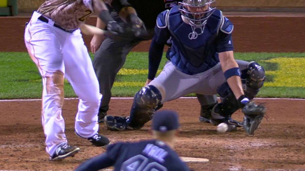 Stewart scores on a passed ball