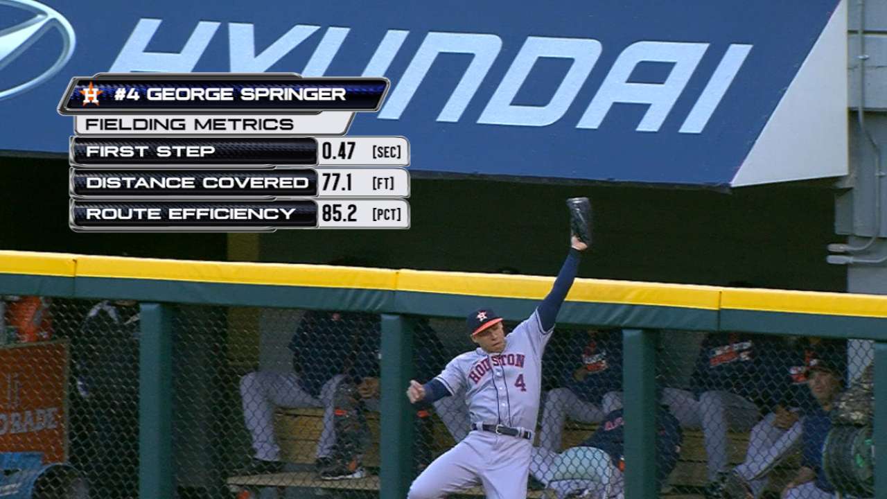 Springer makes amazing over-the-wall catch