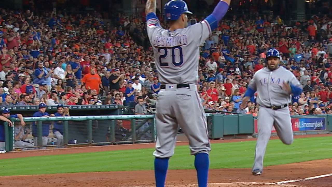 Rangers' five-run inning