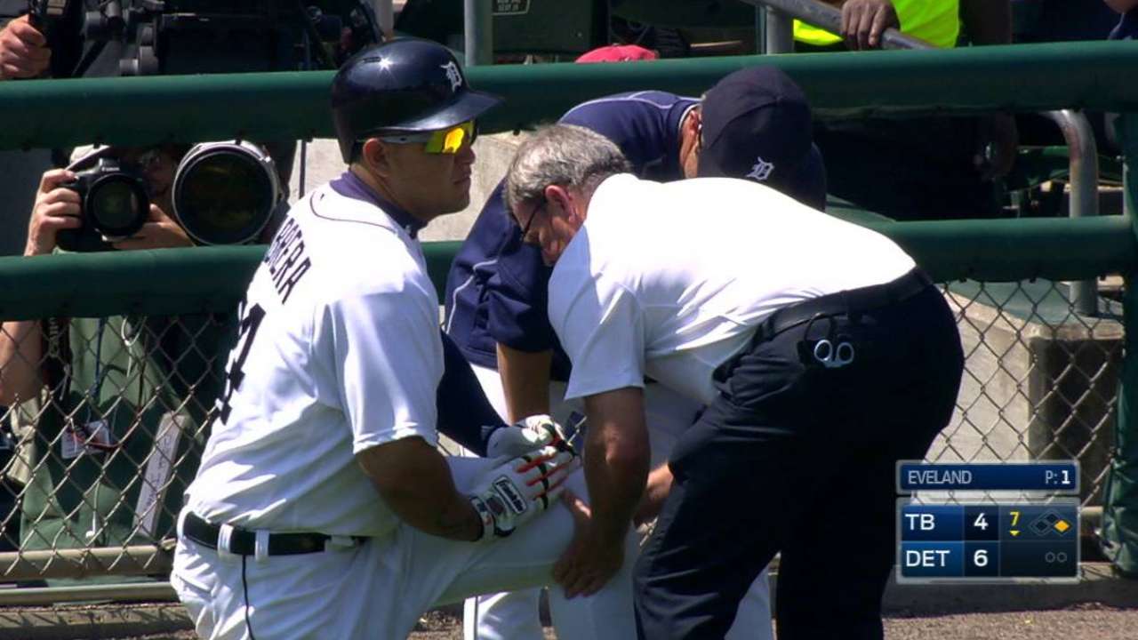 Miggy day to day with a bruised left knee