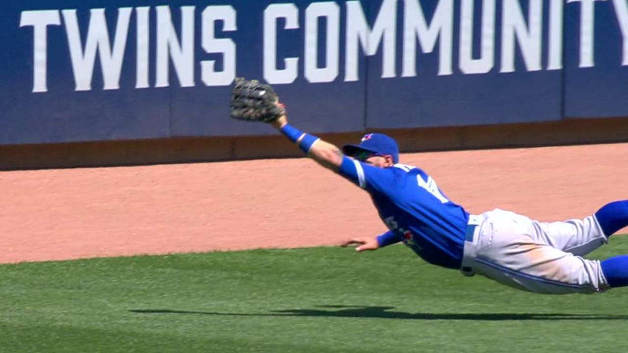 Pillar lays out for another amazing grab