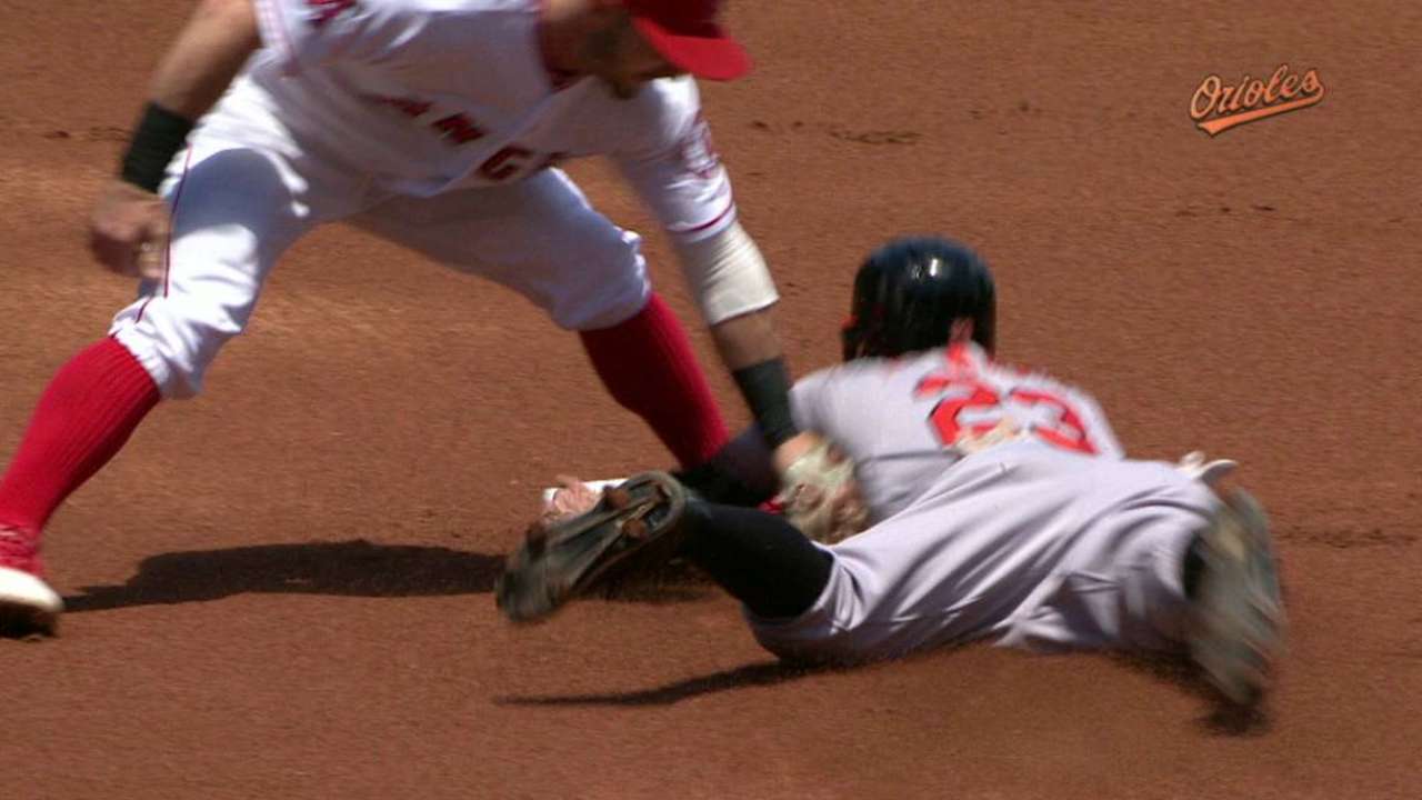 Rickard steals second base