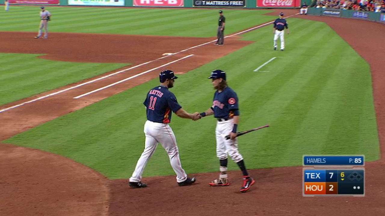 Gattis' solo homer to left