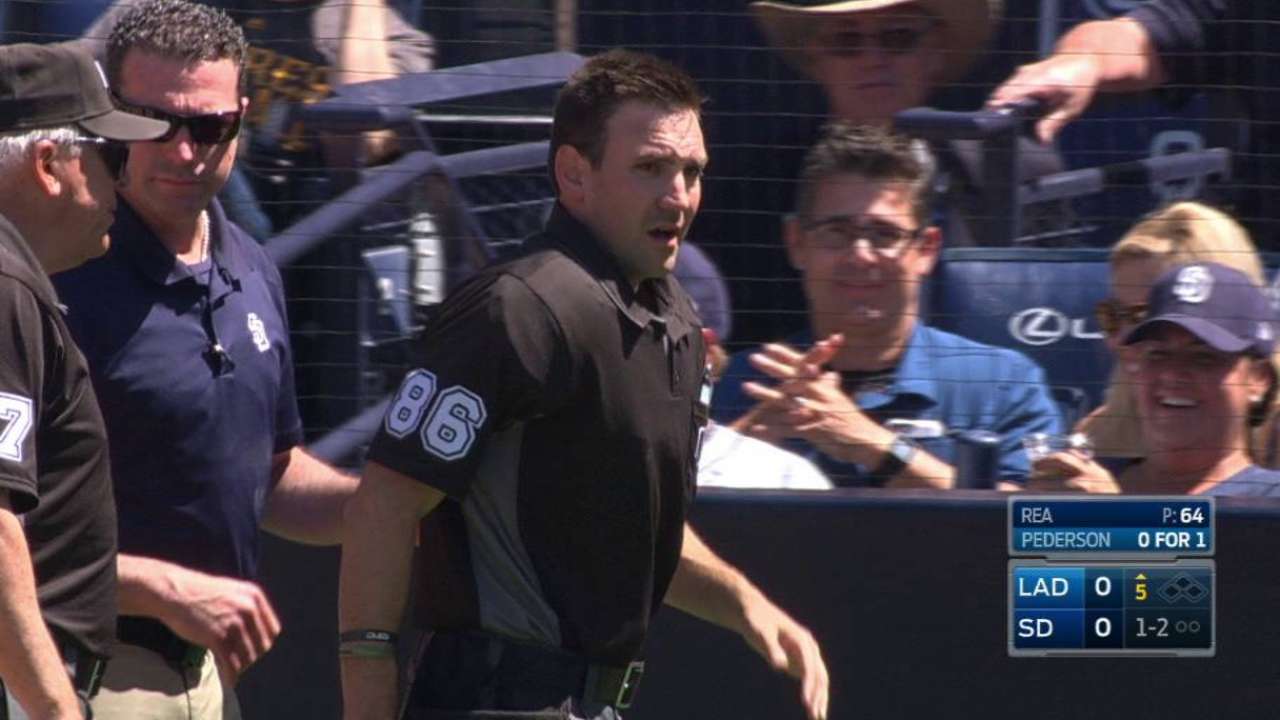 Umpire leaves with injury
