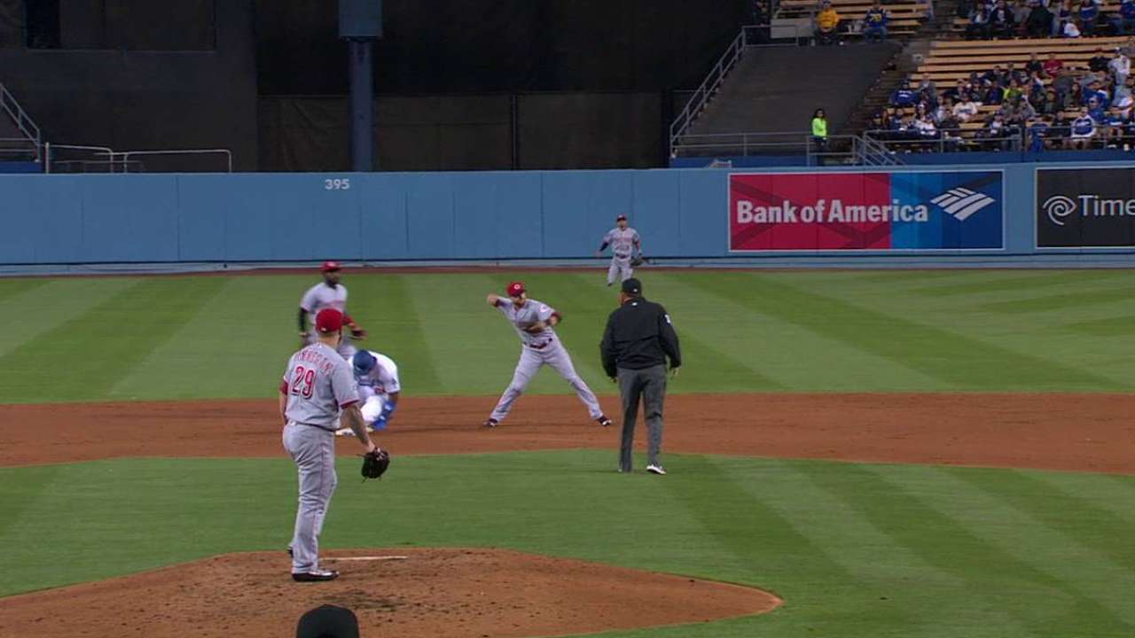 Reds' slick double play