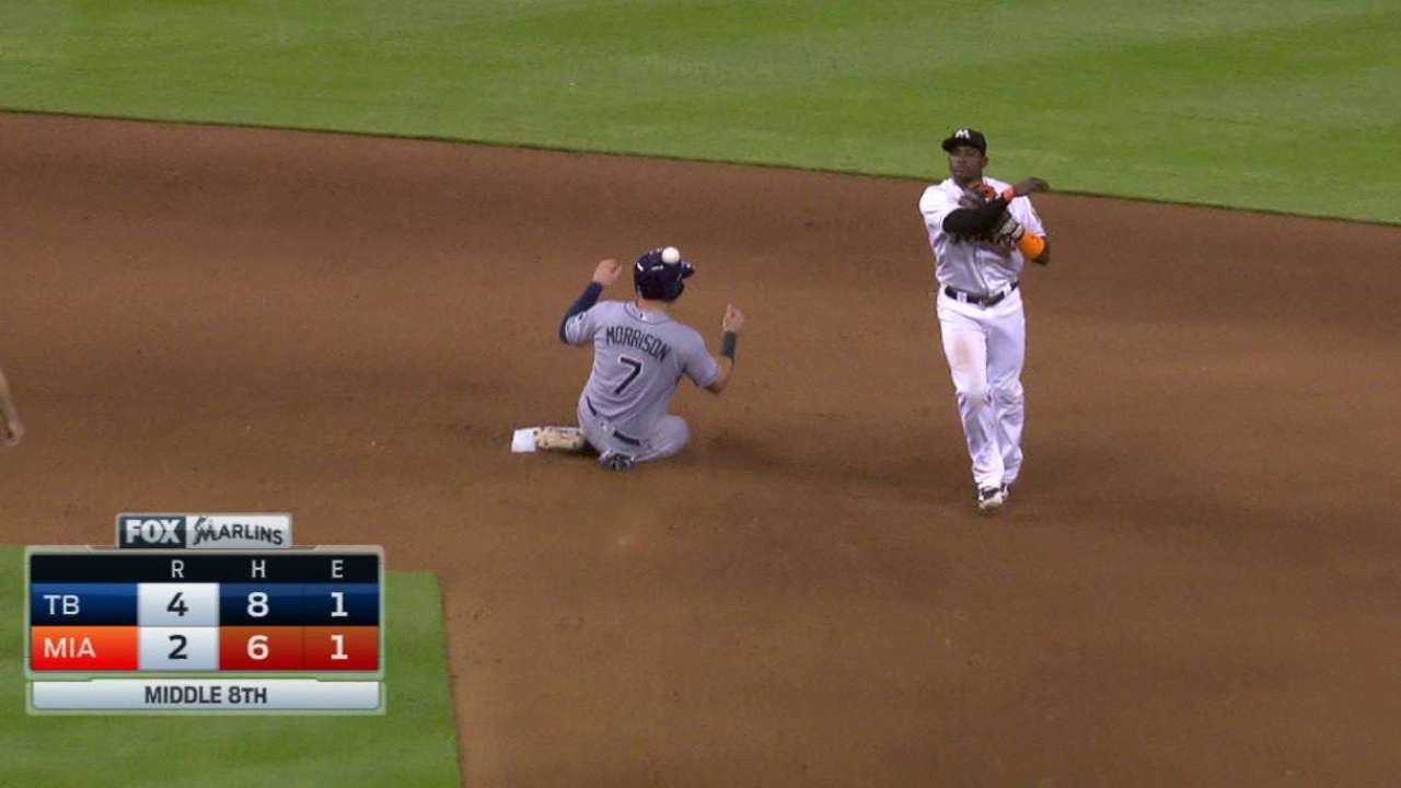 Marlins turn a double play