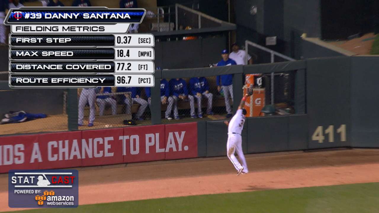 Statcast: Santana's leaping grab