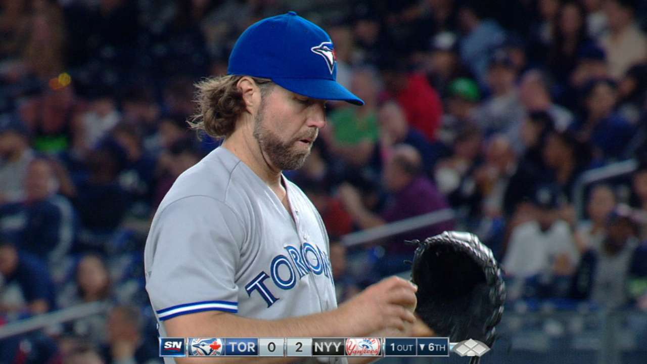 Dickey fans seven in start