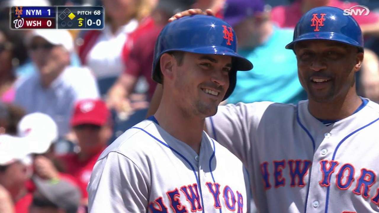 Reynolds records first career hit as late sub
