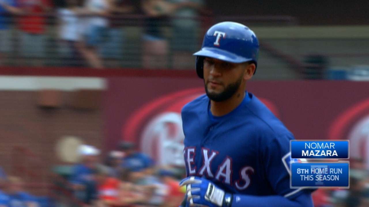 Enorme jonrón de Mazara en triunfo de Rangers ante Angelinos