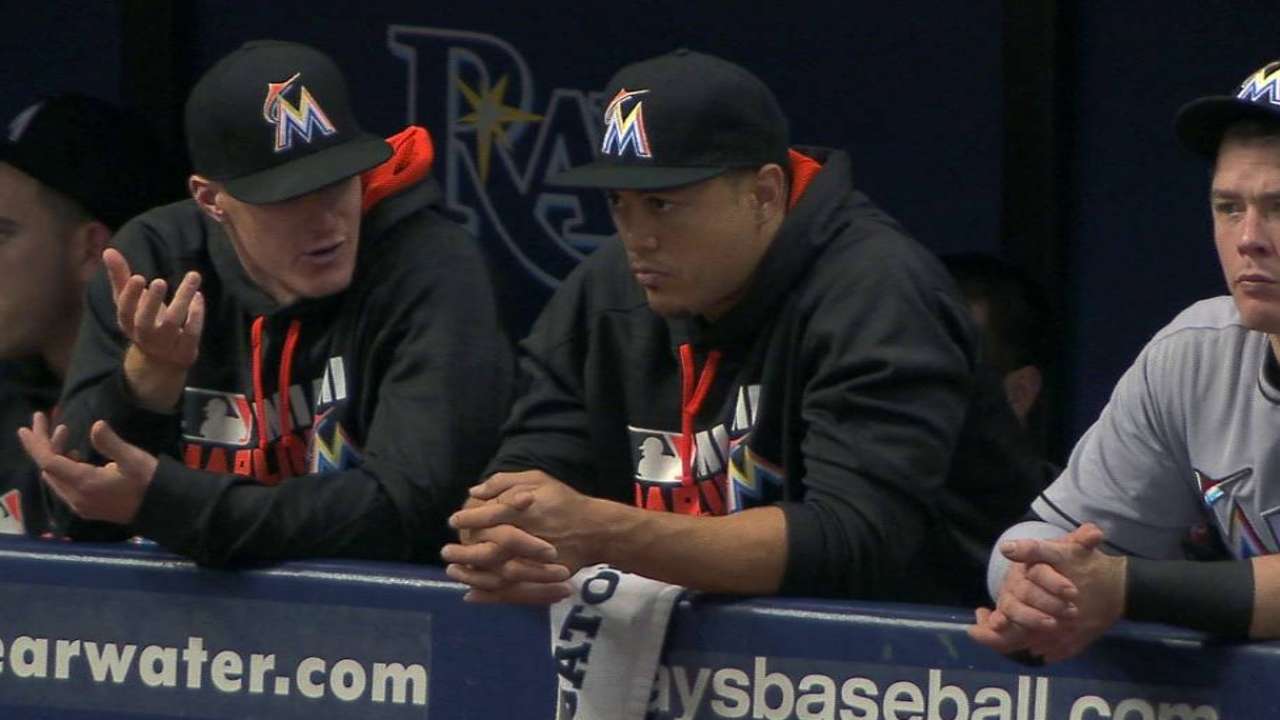 Stanton sits with sore side; Yelich back Friday?
