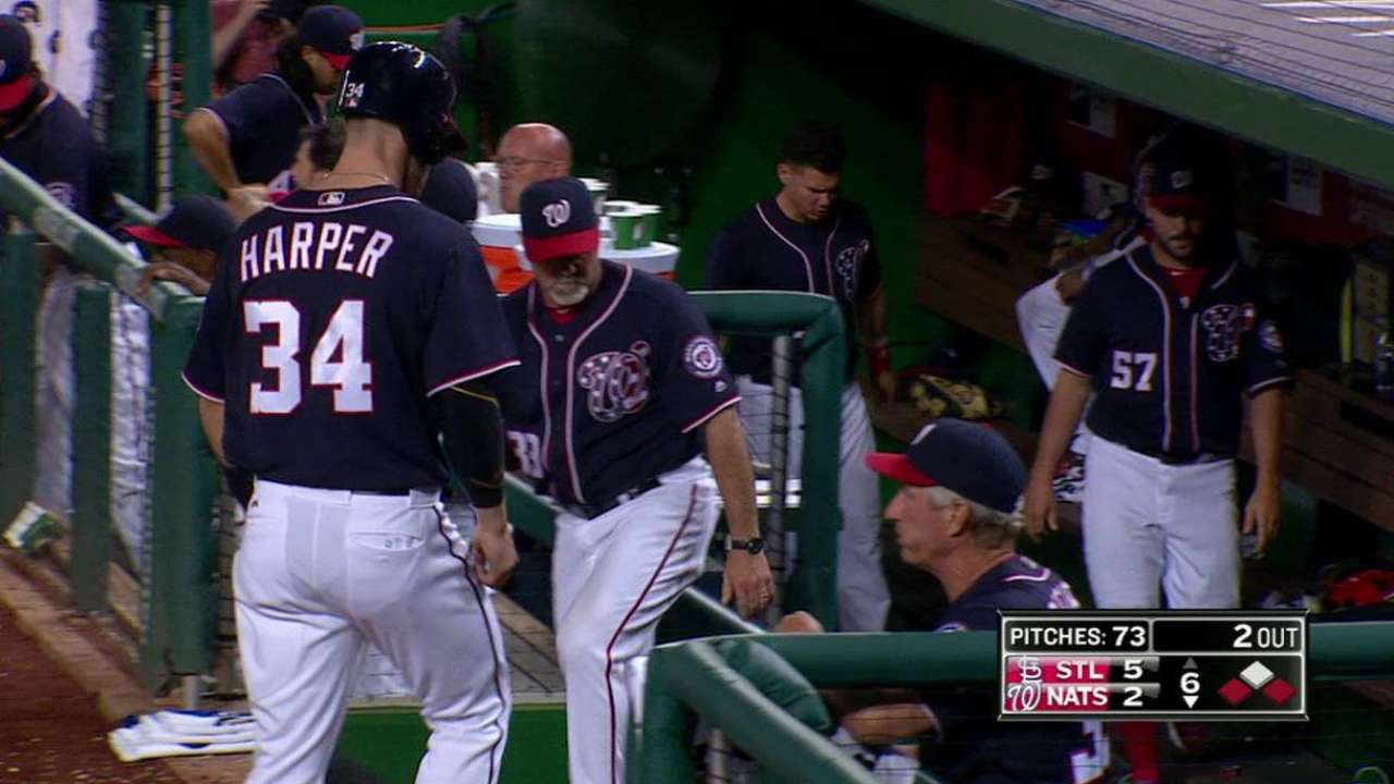 Harper scores on double play