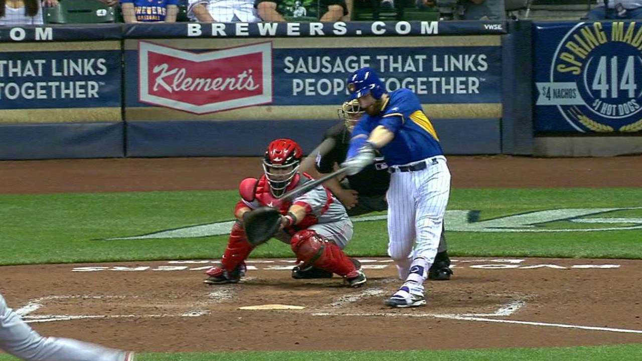 Lucroy's RBI ground-rule double