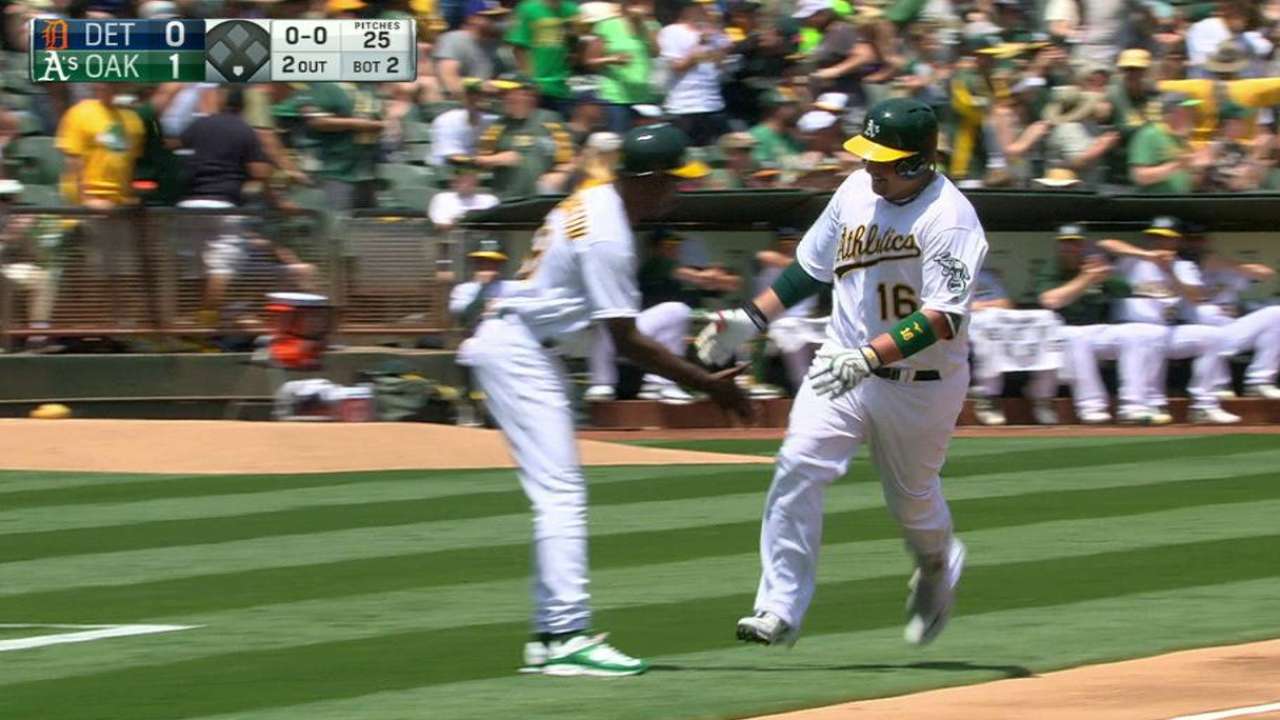 Butler, Davis fuel A's 17-hit attack in rout of Tigers