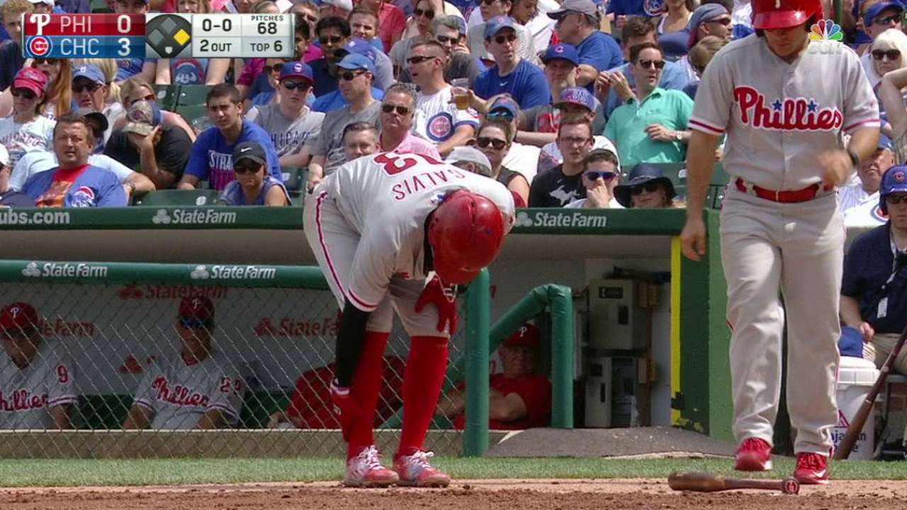 Galvis gets hit by pitch