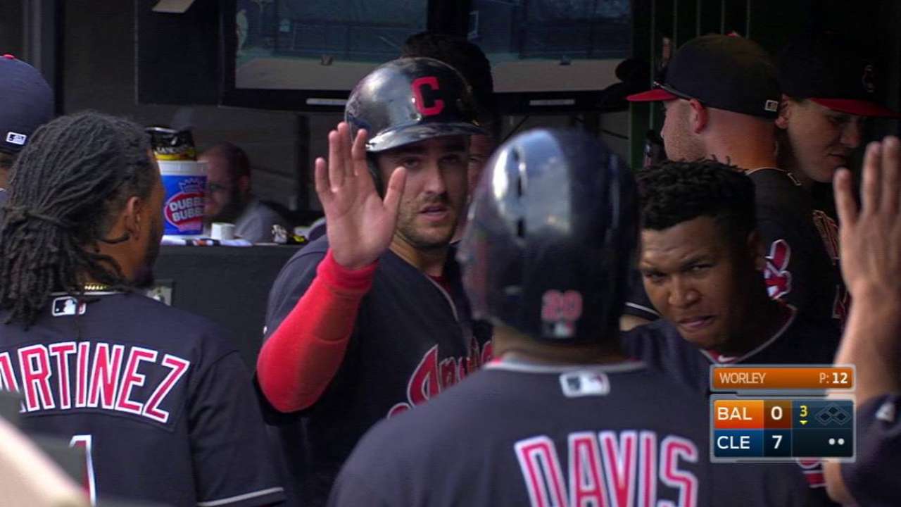 Chisenhall scores on double play