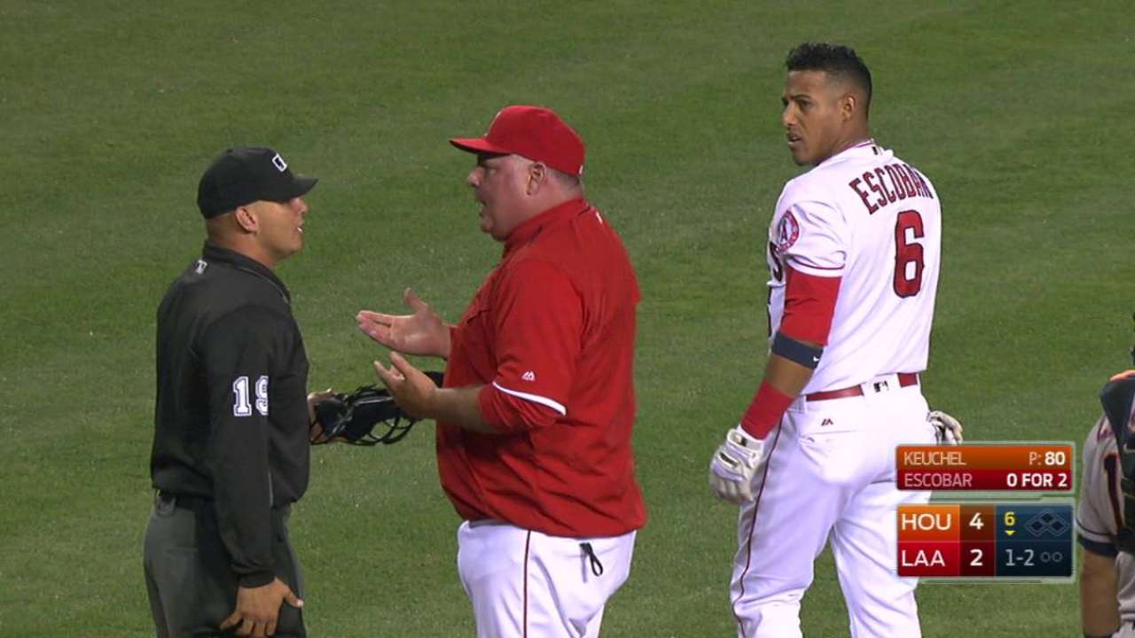 Escobar ejected after arguing strike call