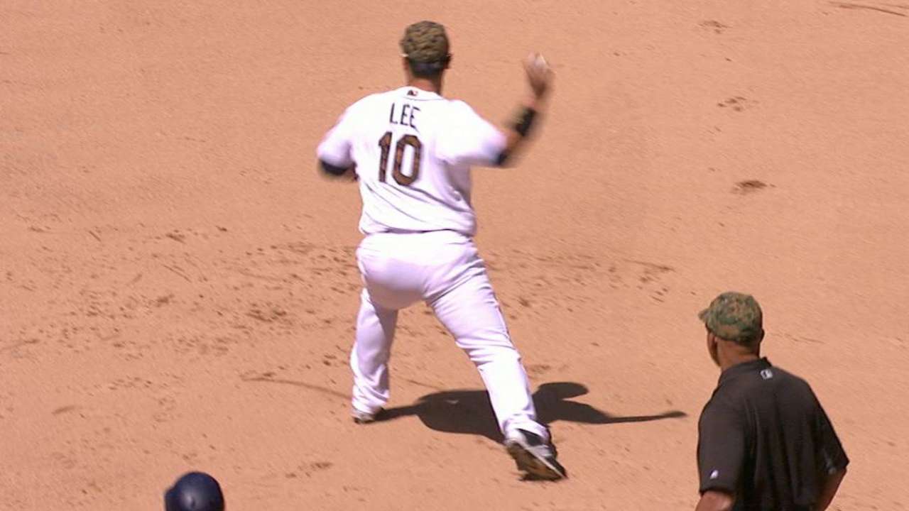 Lee starts a double play