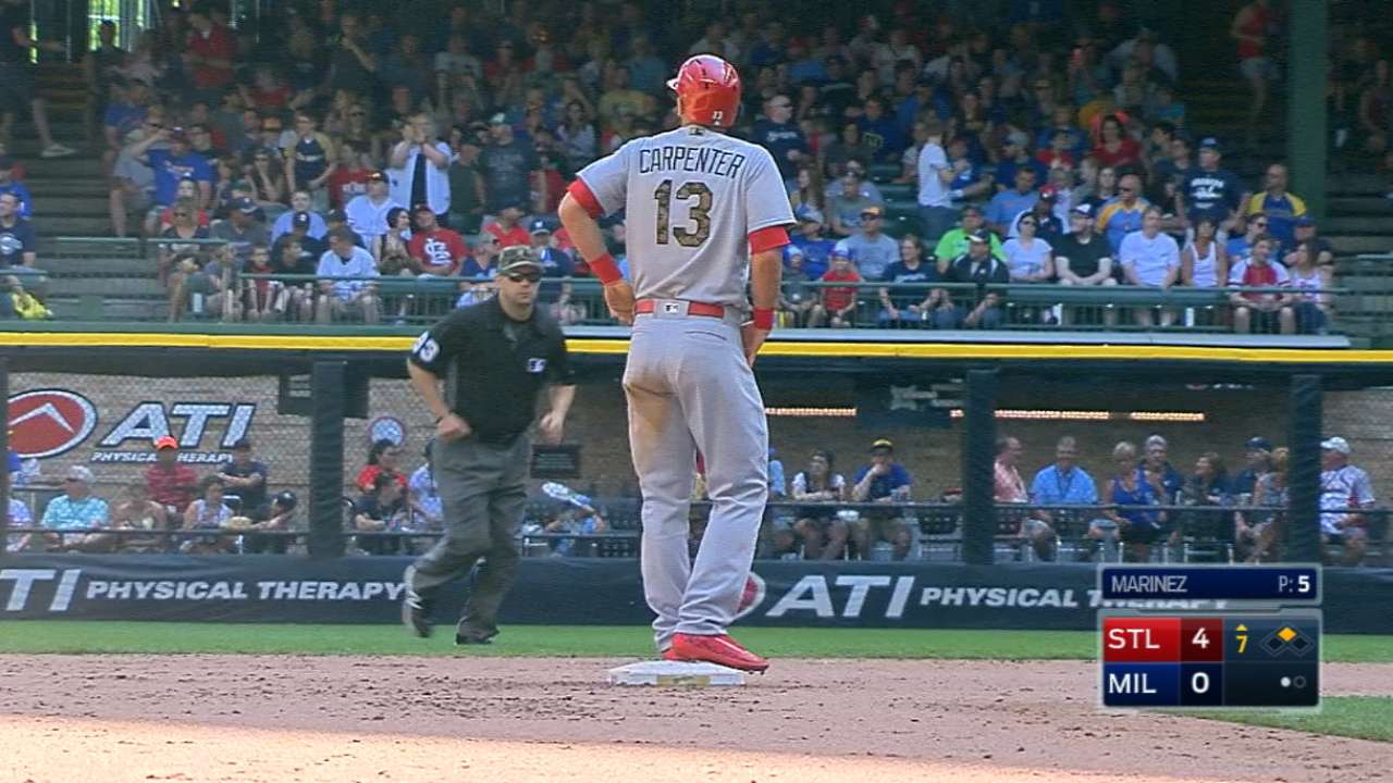 Carpenter's four-hit game