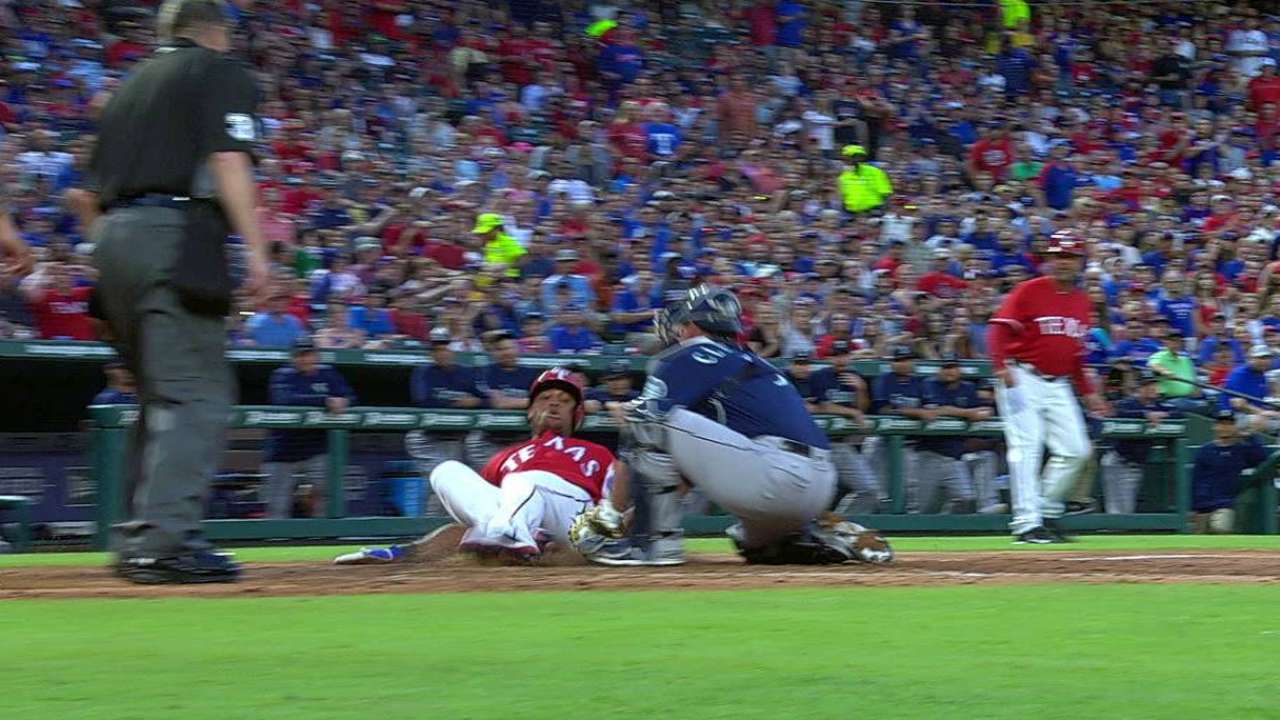 Beltre out after challenge