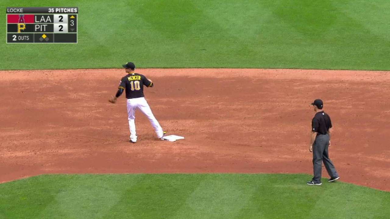 Pirates get a fly ball DP
