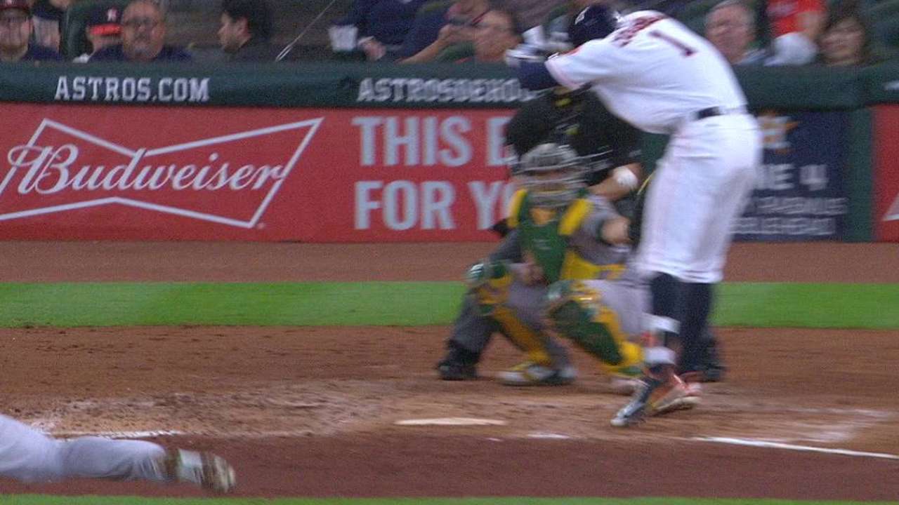 Correa is hit by a pitch