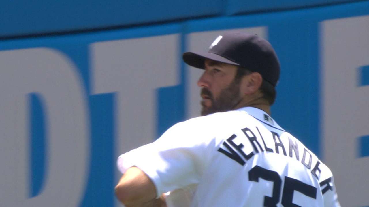 Verlander fans eight in win