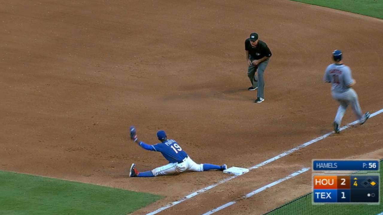 Rangers' slick double play