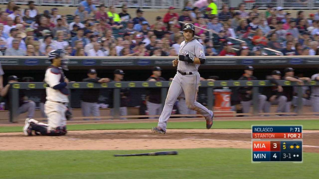 Stanton ties game on single